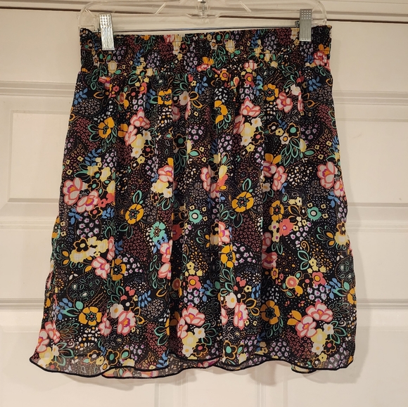 Xhilaration Floral Skirt - Black, Pink, Yellow, Blue - Picture 1 of 4